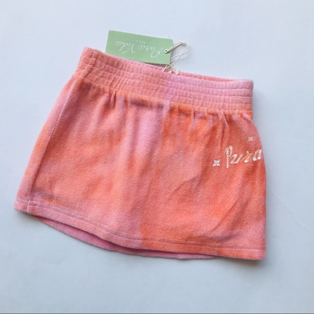 NWT Pura Vida Tie Dye Terry Coral Skort Shorts Skirt Girls Sz 3 3T Beach New